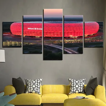 

5 Pieces Wall Art Canvas Print Bayern Munich Allianz Arena Group Home Decor Sports Customized Big Pictures for Living Room
