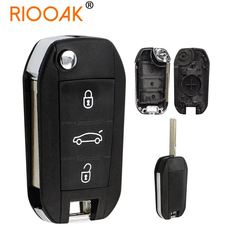 

Car Key Shell Case For Peugeot 307 307S 306 407 408 607 3 Button Remote Flip Replacement Case Cover FOB Uncut Blade