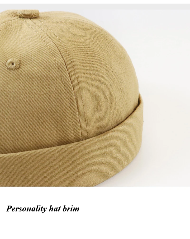 LA Embroidery Men Women Skullcap Hat Cap Casual Docker Sailor Mechanic Brimless Solid Color Gorro Invierno Mujer Spring Cap