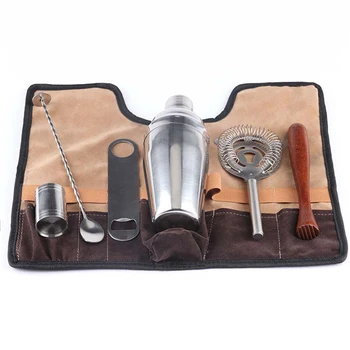 

7Pcs Drink Mixing Bar Tools Measuring Cup Wine With Spoon Party Stainless Steel Mixology Martini Barware Cocktail Shaker Set