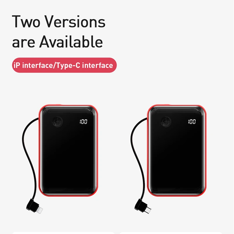 Baseus 10000mAh power Bank 3A зарядное устройство для телефона с кабелем и цифровым дисплеем 3 входа и 2 выхода power bank для iPhone samsung