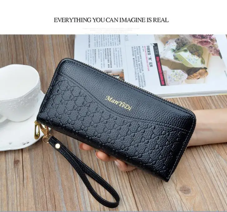 Женский кошелек с нежной текстурой Длинный на молнии клатч органайзер для