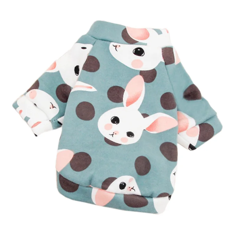 Green Rabbit Мягкая уютная французская одежда для бульдога, зимняя теплая толстовка для собак, свитер для щенков мопса, одежда для домашних собак, толстовка ubranka dla psa - Цвет: Green Rabbit