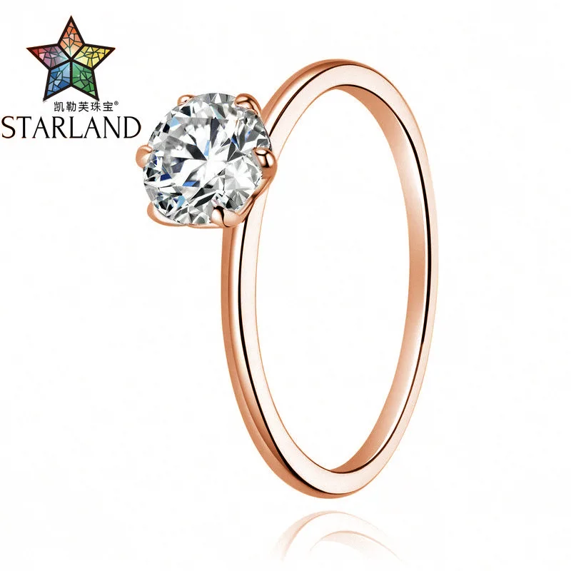 Starland OL Стиль 925 пробы Серебряное классическое 6 кольцо с когтями для женщин розовое золото классическое кольцо с одним камнем обручальное кольцо