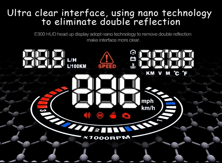 E300 HUD OBD2 дисплей автомобиля velocidad proyector OBD UE MPH км/ч цифровой Coche velocimetro en el parabrisas Proyector