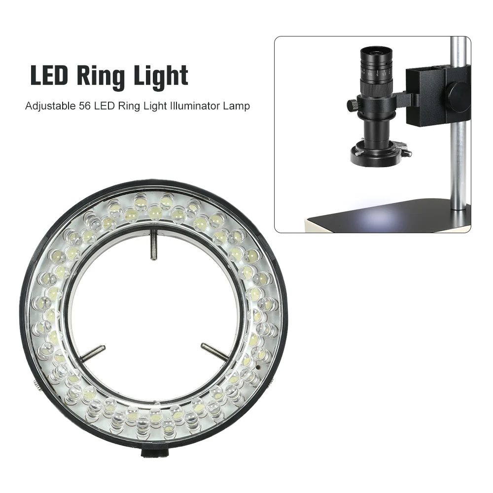 

Adjustable 56 LED Ring Light Illuminator Lamp For Industry Stereo Microscope Camera Magnifier AC 90V-240V Power Adapter