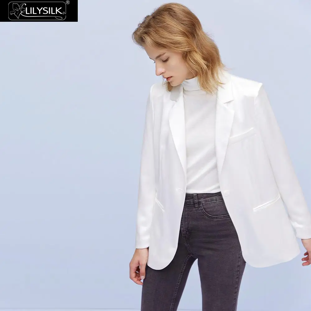 LilySilk Шелковый Блейзер Классический с одной пуговицей для женщин
