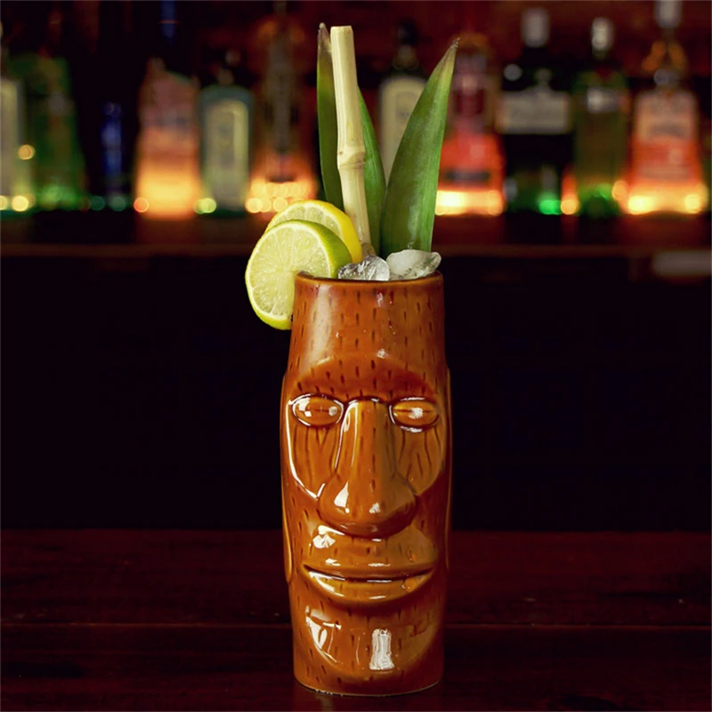 Tiki Mugs 500ml Hawaii Tiki Mugs Cocktail Cup Beer Beverage Mug Wine Mug Ceramic Tiki Mugs