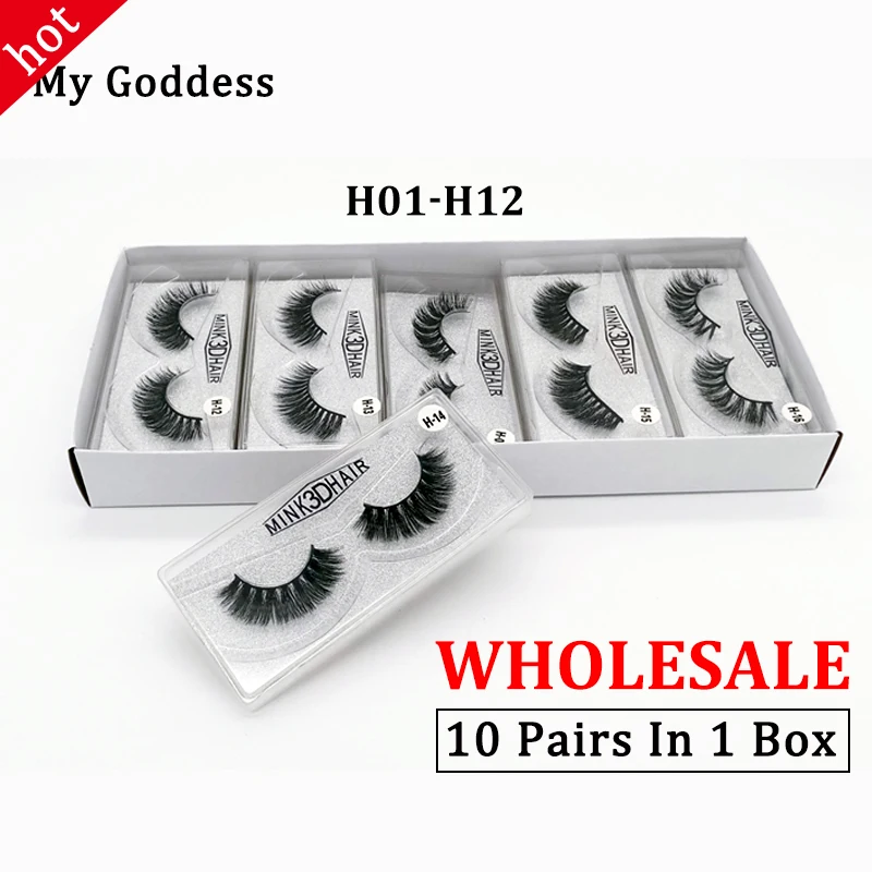 Прямая продажа с фабрики 3d натуральные норковые ресницы оптом коробкой 10 Pares