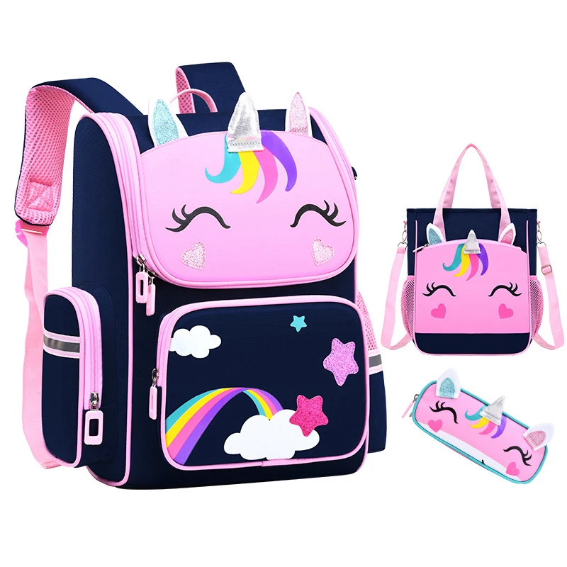 Los niños 3D de dibujos animados bolsa de la Escuela para niñas ortopédicos mochila niños Grado 1-3-6-mochila de moda primaria impermeable mochila saco
