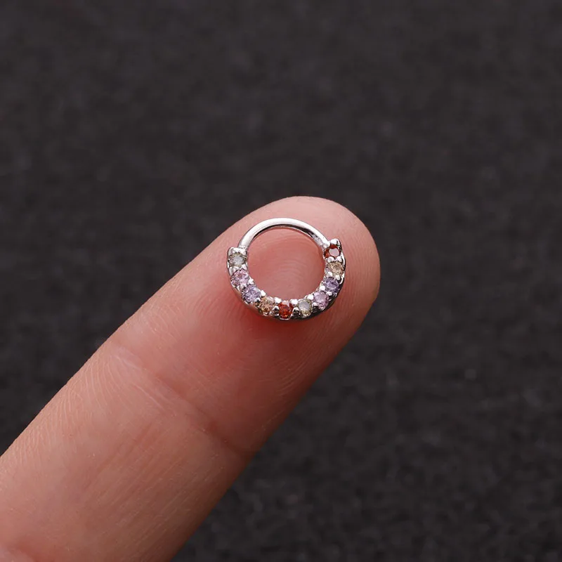 1 шт. Многоцветный Cz обруч хрящевая спираль Daith серьги ухо и украшение для