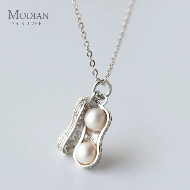 Modian новый милый арахиса элегантное жемчужное ожерелье с стерлингового серебра 925