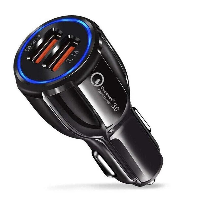 Black Автомобильное USB зарядное устройство Быстрая зарядка 3,0 быстрое зарядное устройство для мобильного телефона 2 порта автомобильное зарядное устройство для iPhone 7 8 X для samsung S8 S9 huawei планшет - Тип штекера: Black