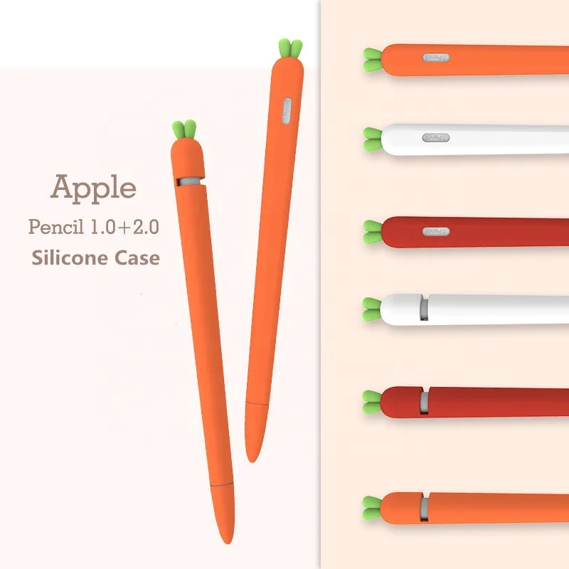 Cute Carrot Pencil Case for Apple Pencil Silicone Sleeve for 1st  Generation/2nd Generation Holder Protective Skin Cover Case Non-Slip Pencil  Tip Cover for iPad 