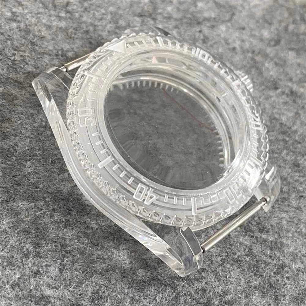 Unidirectional Rotation Bezel 40mm SUB Plastic Transparent Watch Case for NH35 NH36 Movement Repair Part Watch Accessories