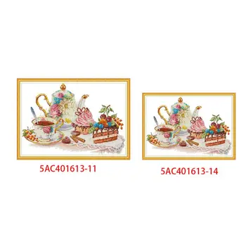 

Afternoon Tea DIY Handmade Needlework Counted 11CT 14CT Printed Cross Stitch Embroidery Kit Set Home Decoration U90A