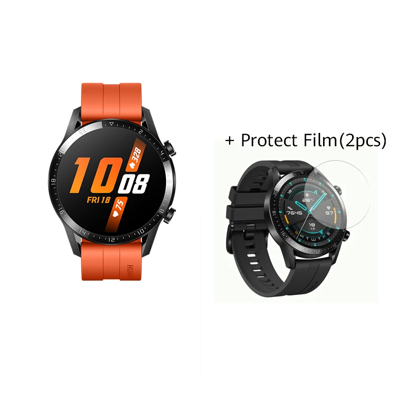 Black Add Films Оригинальные часы HUAWEI GT 2 GT2 gps 14 дней работы водонепроницаемый телефон смарт-вызов сердечного ритма трекер для Android iOS - Цвет: Black Add Films