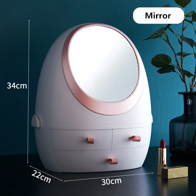

Cosmetic Storage Box with Mirror, Dustproof, Covered, Portable, High-capacity Space Capsule, Skin Care Product Rack 40109
