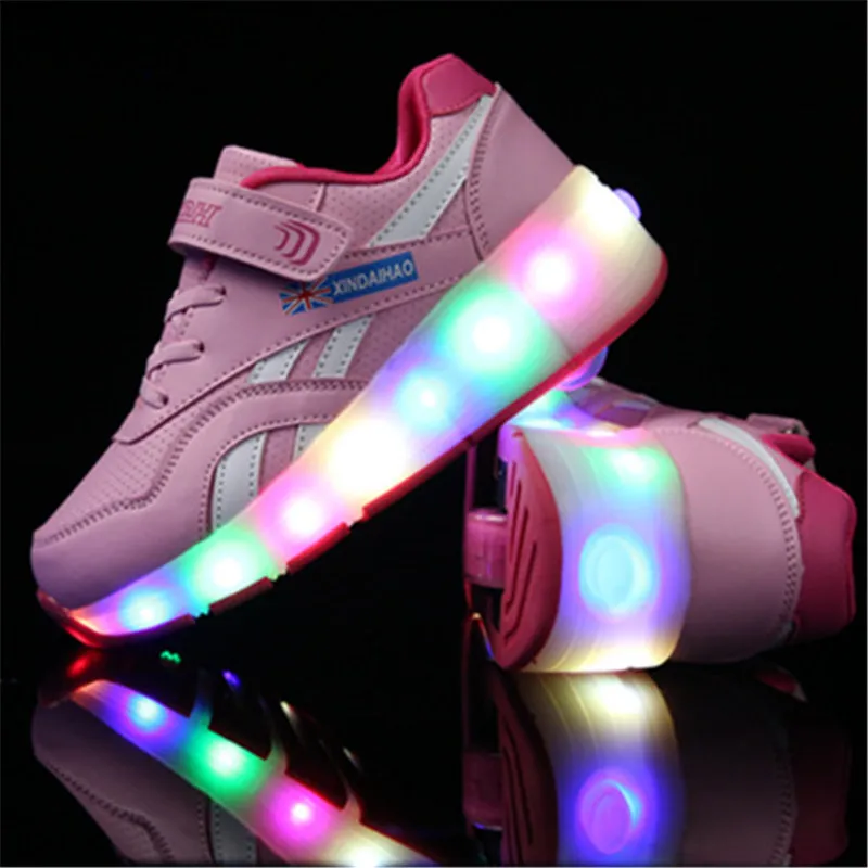 Zapatillas de deporte Con luz светодиодный Heelies Con dos, колеса для роликовых para niños y niñas колеса для роликовых студент