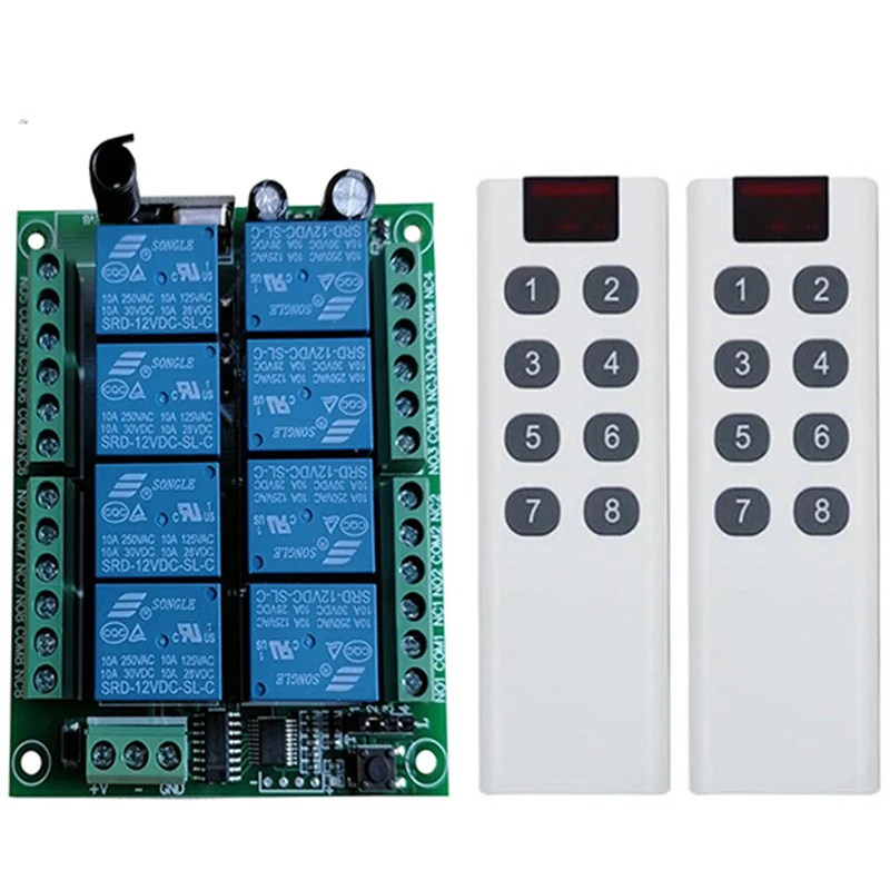 

433MHz Wireless Universal Remote Control DC 12V 24V 8CH rf Relay Receiver&500 meters remote control for Wireless Remote Control