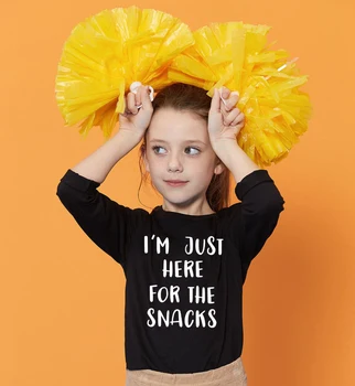 

I'm Just Here for The Snacks Kid Fashion Autumn Boys Girls Letters Print Casual Long Sleeve Shirt Tops Costume Kid Shirt