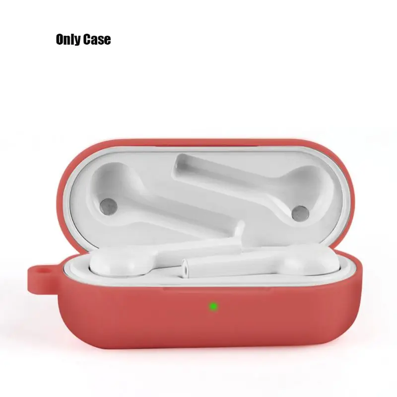 Силиконовый защитный чехол полное покрытие с карабином для huawei FreeBuds Lite - Цвет: Red