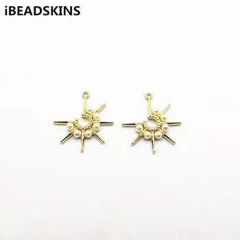 

New arrival! 30x27mm 50pcs Zinc Alloy/Imitation pearls Charm for Necklace Earrings parts,hand Made Earrings Jewelry DIY