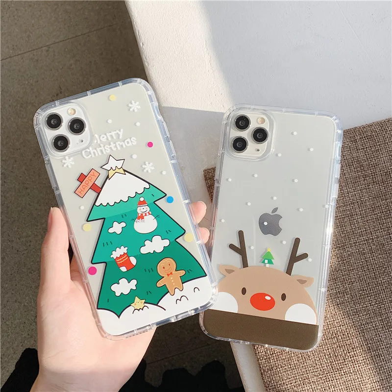 Снеговик Рождественская елка чехол для телефона для IPhone 7 7Plus X XS XR MAX 11 Pro MAX Ультратонкий Мягкий ТПУ прозрачный чехол
