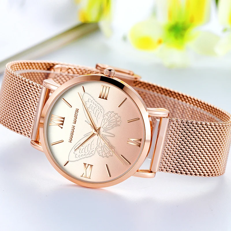 Женские часы, японский кварцевый механизм, 3D бабочка, лучший бренд, Роскошные, нержавеющая сталь, водонепроницаемые наручные часы, relogio feminino