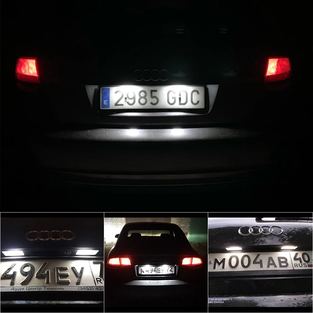 Задний светодиодный фонарь освещения номерного знака для Audi A3 S3 A4 S4 B6 S4 B7 A6 C6 S6 A8 S8 Q7 RS4 RS6 Плюс Соответствующие 18SMD светодиодный авто лампы Лицензированная лампа
