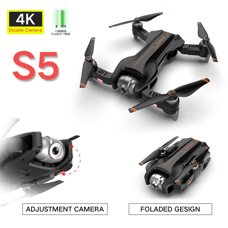S5 4K Dual Camera Quadcopter Drone With Camera Foldable Quadcopter With Optical-Flow Adjustable Ang