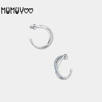 

Fashion jewelry high quality swa, simple creative smart crystal interlaced twisted circle semicircle women's earrings jewelry