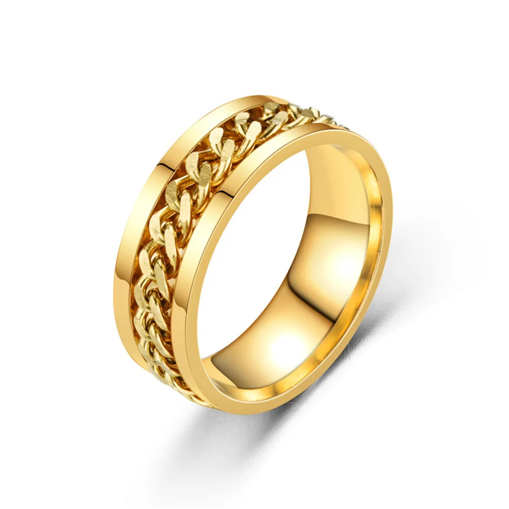 Anello Spinner Antistress In Acciaio Inox Per Uomo E Donna - Girevole Fidget Ring Per Ansia - Con Scatola Regalo Illuminata, Taglia 10 - 2