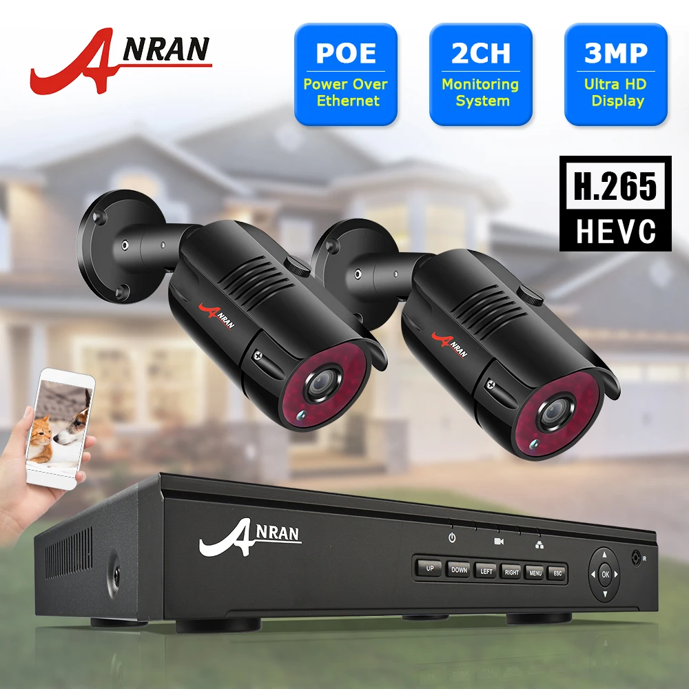 

3MP POE Kit H.265 System CCTV Security NVR Outdoor Waterproof IP Camera Surveillance Alarm Video P2P Remote Control ANRAN