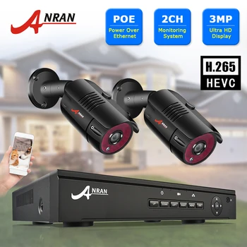 

ANRAN 3MP POE Kit CCTV Security NVR System H.265 Outdoor Waterproof IP Camera Surveillance Alarm Video P2P Remote Control ANRAN
