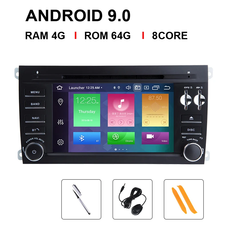 Авторадио 2 Din Android 9,0 автомобильный мультимедийный плеер для Porsche Cayenne GTS 2003-2010 gps Навигация DVD cd аудио стерео головное устройство - Цвет: 8 Core 64 ROM
