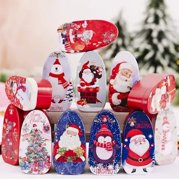 

5pc Christmas Candy Tin Box Bag Santa Claus Colorful Mini Packing Boxes Jewelry Candy Box Small Storage Cans Coin Gift Container