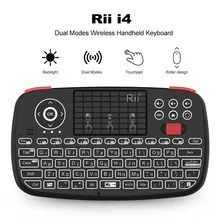 Rii i4 İbranice Mini klavye 2.4GHz Bluetooth çift modları el klavye arkadan aydınlatmalı fare Touchpad Android