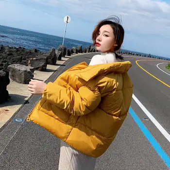 

Winter Women's Cotton Padded Jacket Women Short Plus Size Yellow Coat Parka Women Loose Outerwear Winter Coat Women Jacket C5890