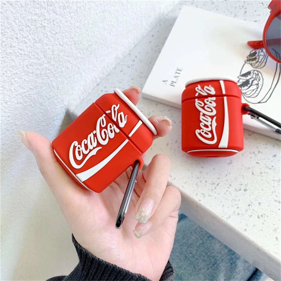 EJT1-11 Для AirPods чехол 3D Симпатичные печенье Cola гамбургер наушники чехол s для Apple Airpods 2 забавные защитную крышку чехол для телефона с кольцевым ремень - Цвет: EJT1-11
