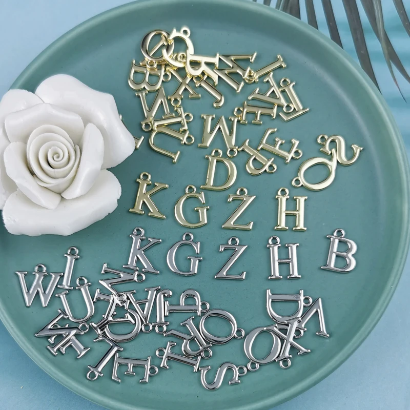 

JeQue 10pcs/26pcs A-Z Alphabet Charms Tone Zinc Alloy 26 Letters Pendants Fit Jewelry DIY Accessories Earring Bracelet Floating