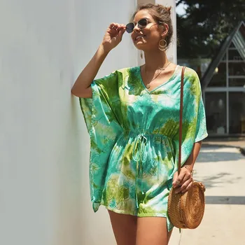 

Women Summer Boho Floral Printed Playsuit Rompers Fashion Lace Up Loose V-neck Short Sleeve Casual High Waist Playsuits Clothes