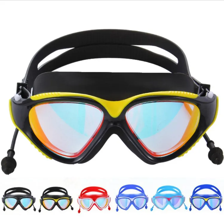 

New Style Goggles Adult Waterproof Anti-fog Swimming Glasses Colorful Electroplated High-definition Goggles Plain Glass Swimming