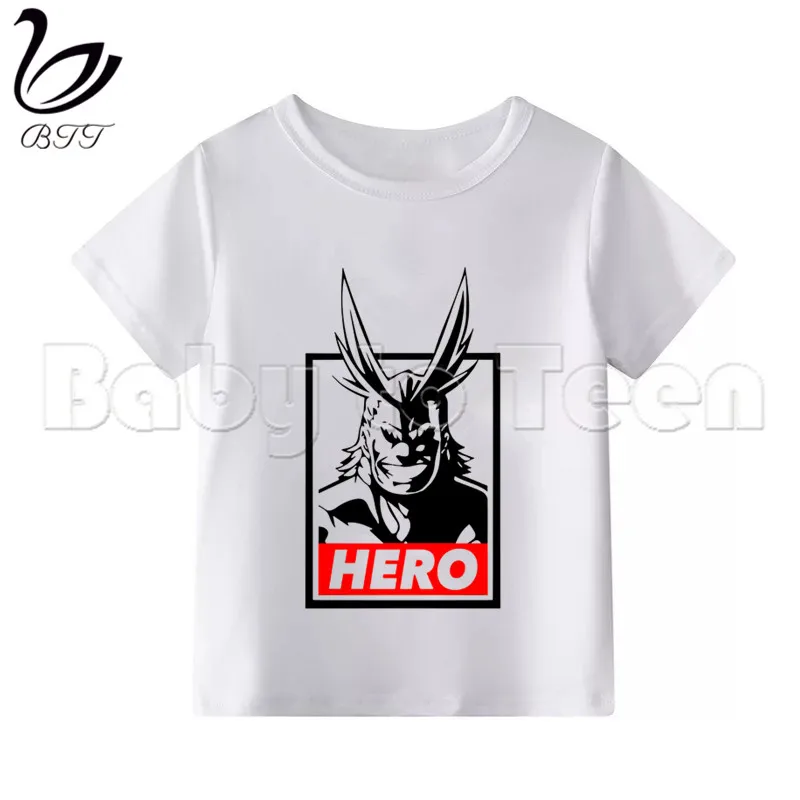 Белая футболка с надписью «My Hero Academy Boku No Hero Academy» для маленьких девочек летние повседневные футболки для мальчиков детские модные топы, футболки для девочек