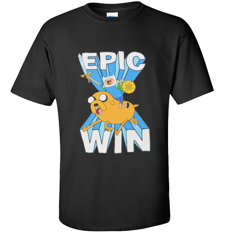 Epic_win_-_Adventure_time_2813 Round Collar T Shirt Lovers Day Leisure Tops Tees Short Sleeve New Pure Cotton Tops Shirt Men Epic_win_-_Adventure_time_2813 black