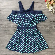 Женская цельная купальная одежда с высокой талией летний сексуальный Мягкий купальный костюм Пляжная одежда ретро бандо в горошек пляжное платье для плавания