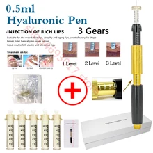 0,5 мл губа наполнитель инжектор гиалурон ручка 3 шестерни давление регулируемое Для 0,5 мл Мезотерапия пистолет против морщин кислота инъекции ручка