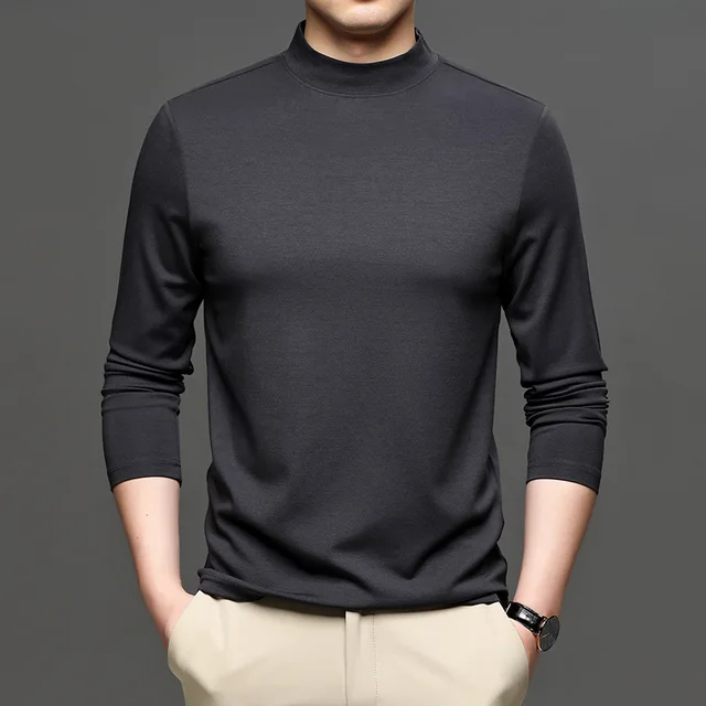 Silk Blend Turtleneck T Shirt Men 