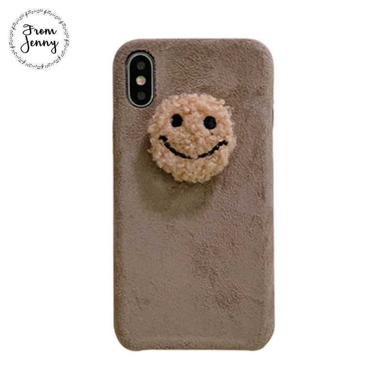 From Jenny простая Фланелевая пижама в виде улыбающихся рожиц для iPhone x xr xs max 6 6s 7 8 плюс красивые осенне-зимние Чехол для мобильного телефона