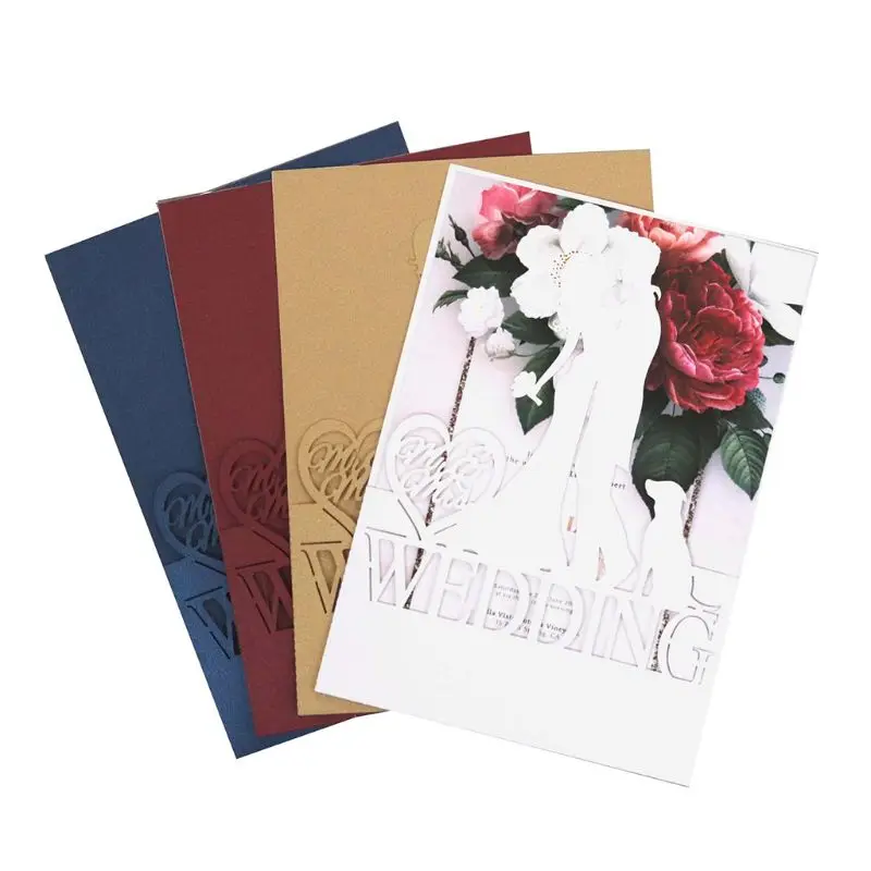  20pcs/set Laser Cut Bride Groom Wedding Invitations Card Invite Envelopes Kit for Engagement Person - 4.00009E+12